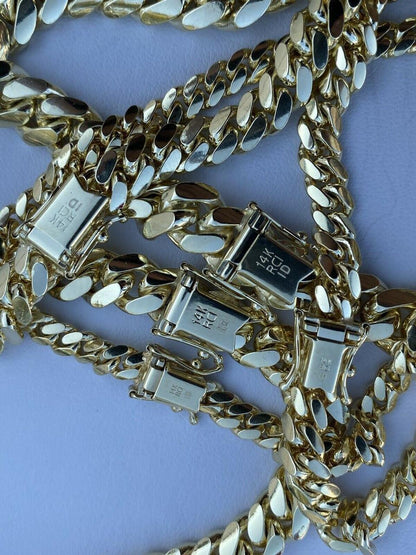 HarlemBling Miami Cuban Chain Necklace Or Bracelet - 14k Yellow Gold - 7"-26" - 3mm-8.25mm