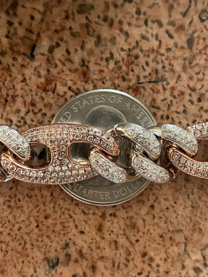 HarlemBling Miami Cuban Gucci Bracelet Two Tone Rose Gold Solid 925 Silver Rapper Hip Hop