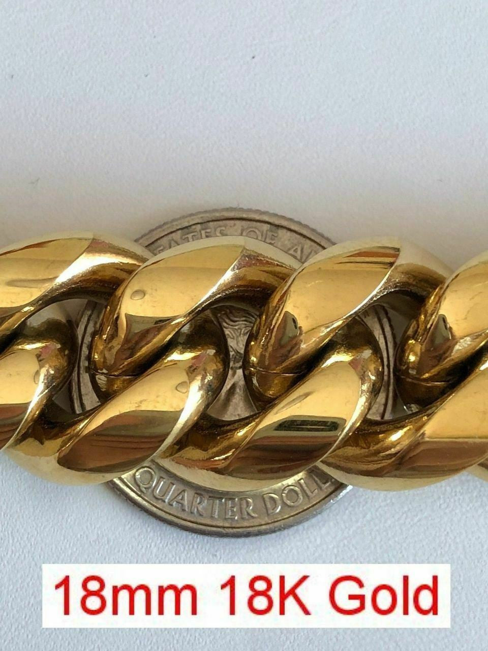 HarlemBling Miami Cuban Link Bracelet 14k 18k Yellow Rose White Gold Plated Stainless Steel