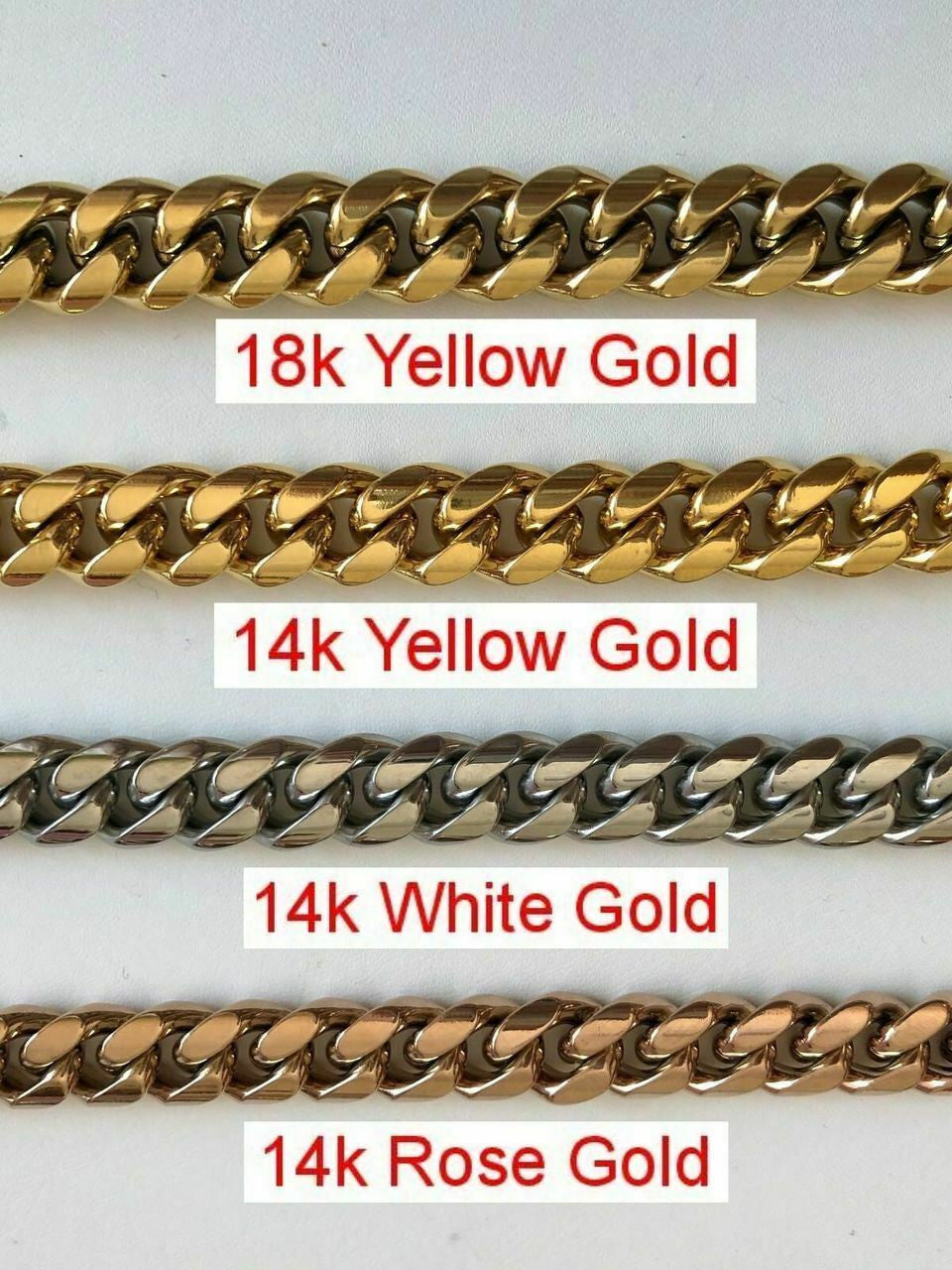 HarlemBling Miami Cuban Link Bracelet 14k 18k Yellow Rose White Gold Plated Stainless Steel