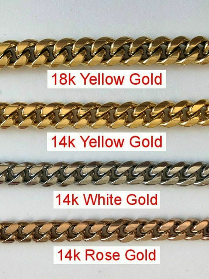 HarlemBling Miami Cuban Link Bracelet 14k 18k Yellow Rose White Gold Plated Stainless Steel