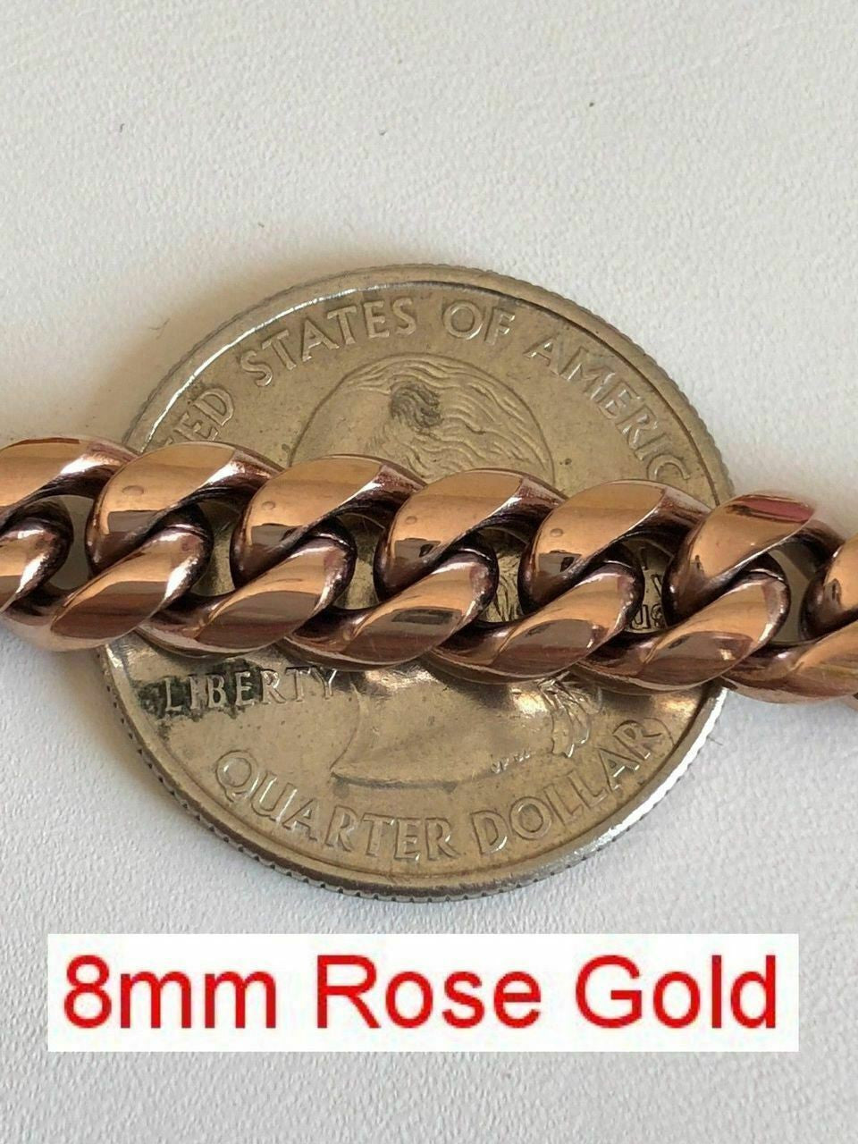 HarlemBling Miami Cuban Link Bracelet 14k 18k Yellow Rose White Gold Plated Stainless Steel