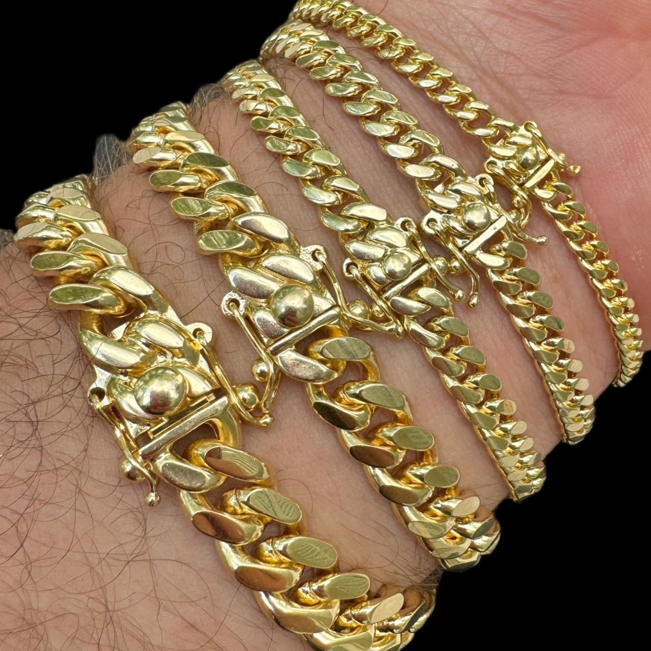 Miami Cuban Link Bracelet Solid 925 Sterling Silver 14k Gold Box