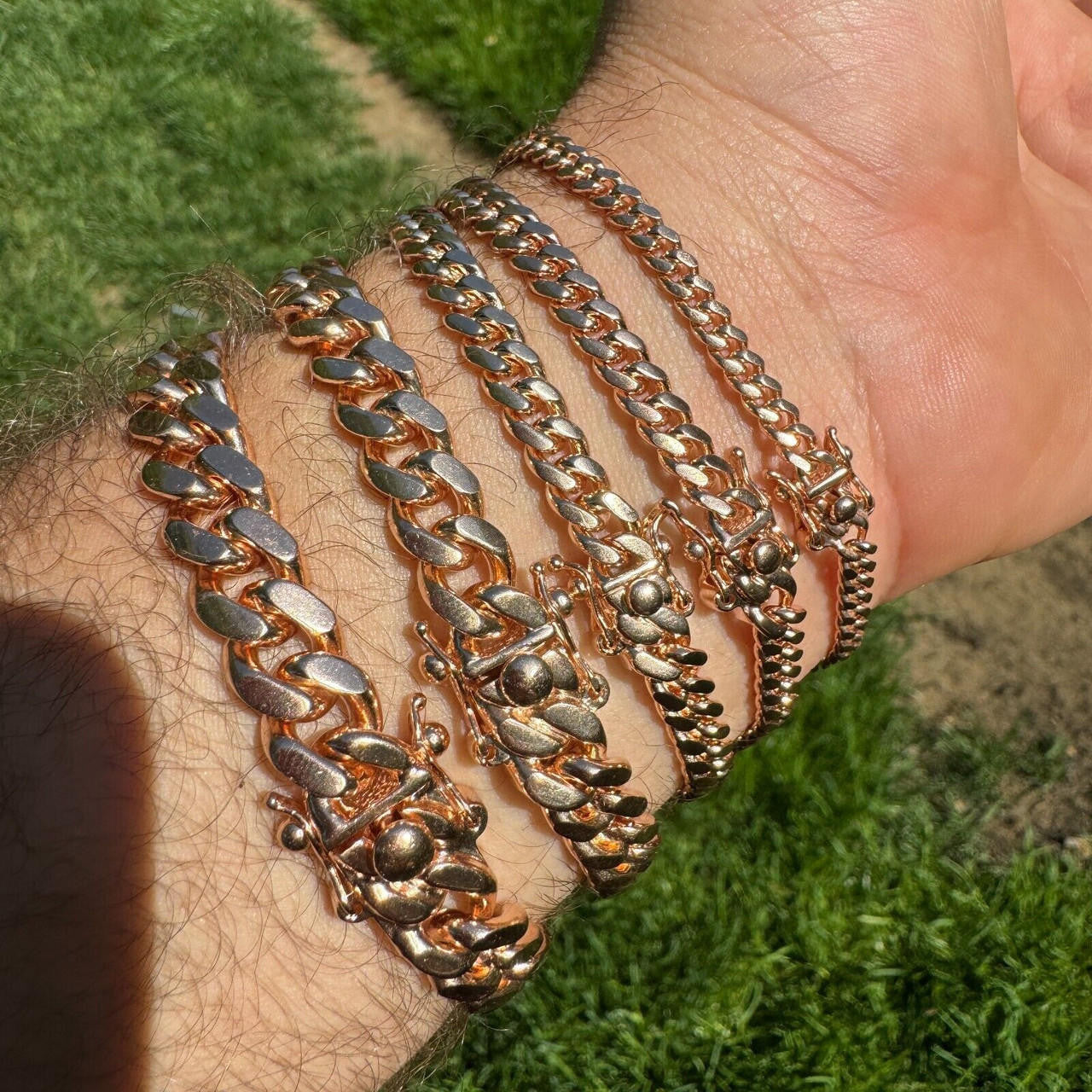 HarlemBling Miami Cuban Link Bracelet - 14k Rose Gold Vermeil 925 Sterling Silver - 7"-9.5" - 4mm-10.5mm