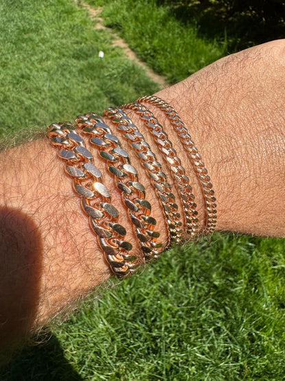HarlemBling Miami Cuban Link Bracelet - 14k Rose Gold Vermeil 925 Sterling Silver - 7"-9.5" - 4mm-10.5mm