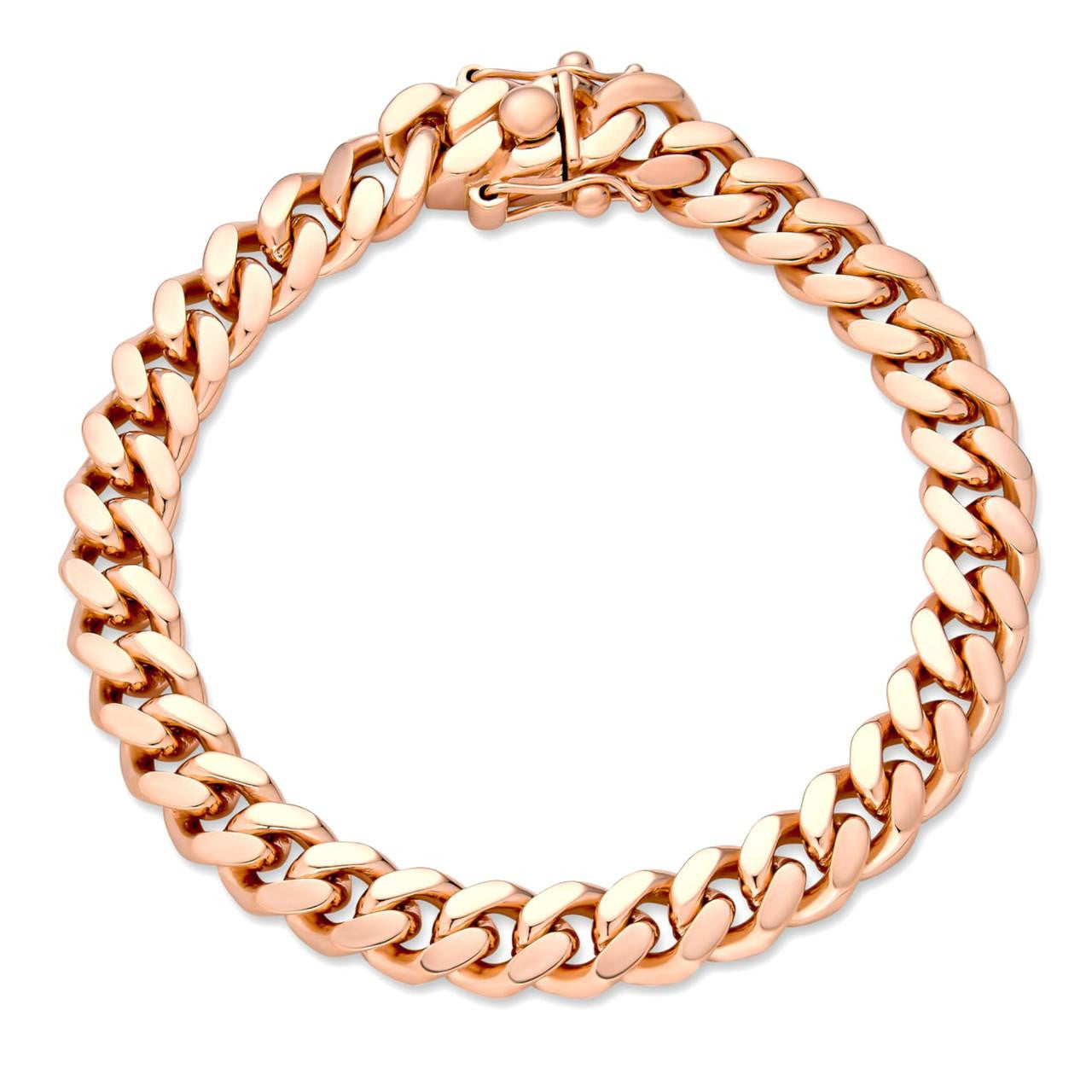 HarlemBling Miami Cuban Link Bracelet - 14k Rose Gold Vermeil 925 Sterling Silver - 7"-9.5" - 4mm-10.5mm