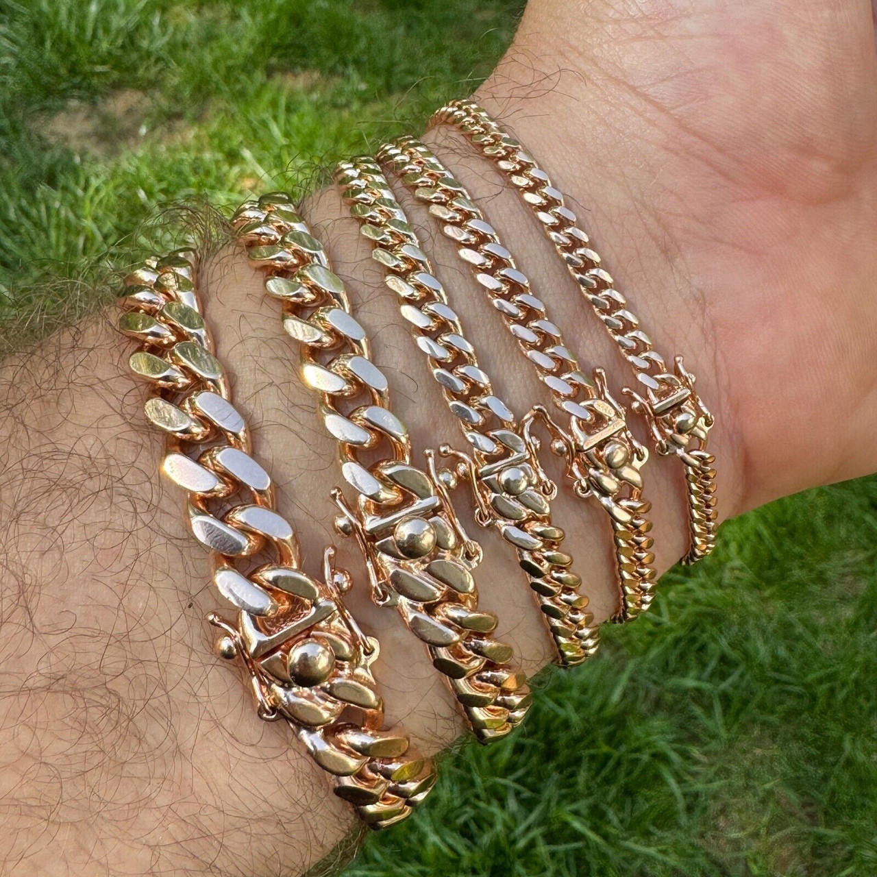 HarlemBling Miami Cuban Link Bracelet - 14k Rose Gold Vermeil 925 Sterling Silver - 7"-9.5" - 4mm-10.5mm