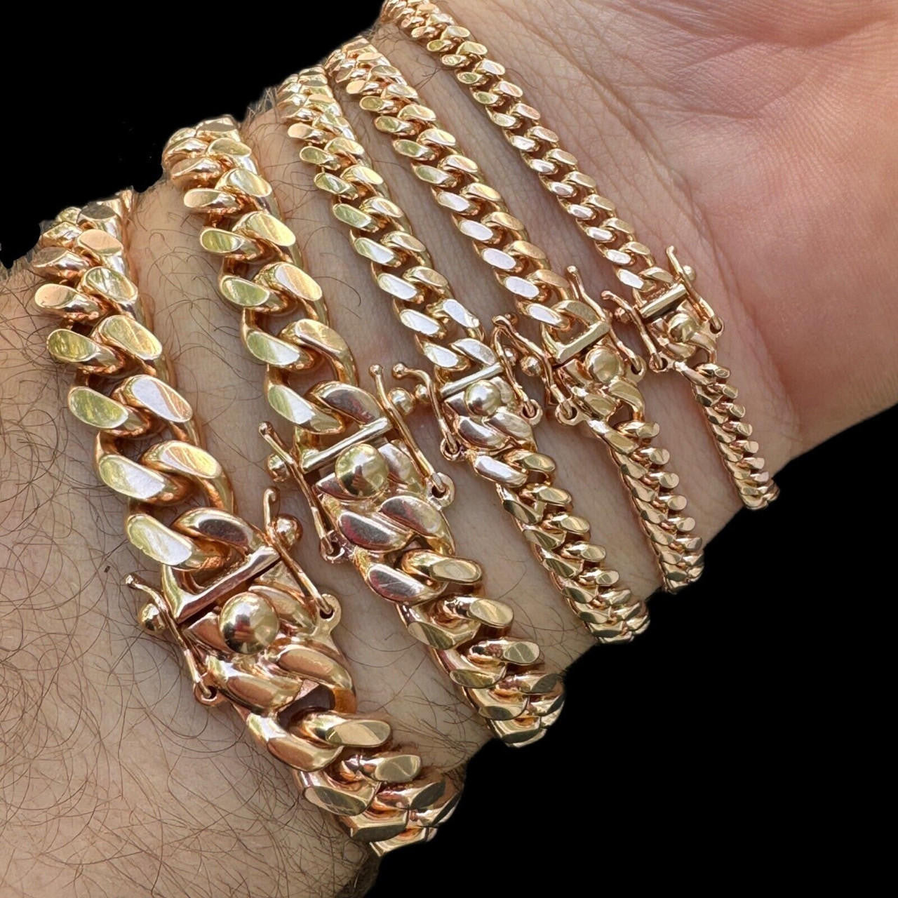 Miami Link Bracelet Solid 925 Silver 14k Rose Gold Plated Box
