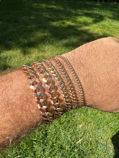 HarlemBling Miami Cuban Link Bracelet - 14k Rose Gold Vermeil 925 Sterling Silver - 7"-9.5" - 4mm-10.5mm