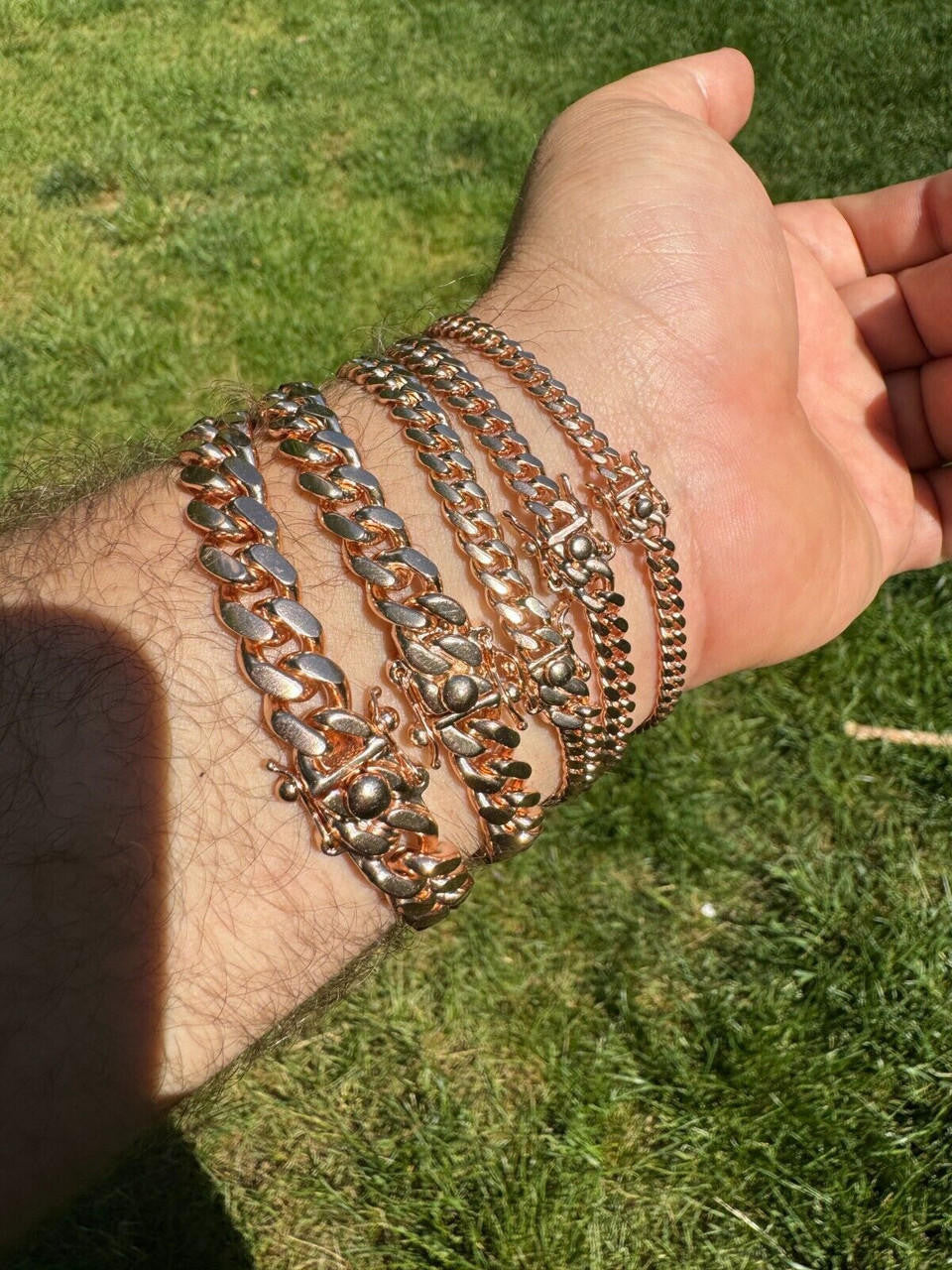 HarlemBling Miami Cuban Link Bracelet - 14k Rose Gold Vermeil 925 Sterling Silver - 7"-9.5" - 4mm-10.5mm