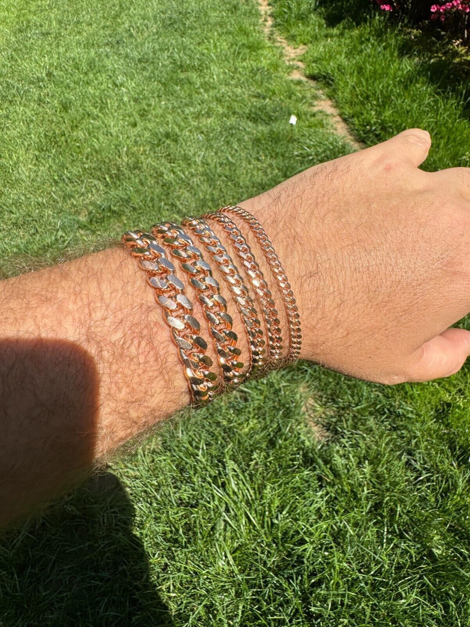 HarlemBling Miami Cuban Link Bracelet - 14k Rose Gold Vermeil 925 Sterling Silver - 7"-9.5" - 4mm-10.5mm