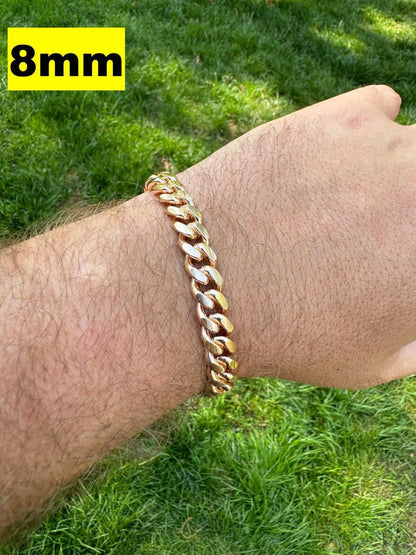 HarlemBling Miami Cuban Link Bracelet - 14k Rose Gold Vermeil 925 Sterling Silver - 7"-9.5" - 4mm-10.5mm