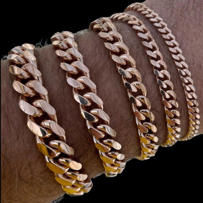 HarlemBling Miami Cuban Link Bracelet Lobster Clasp - 14k Rose Gold Vermeil 925 Sterling Silver - 7"-9" - 4mm-10mm