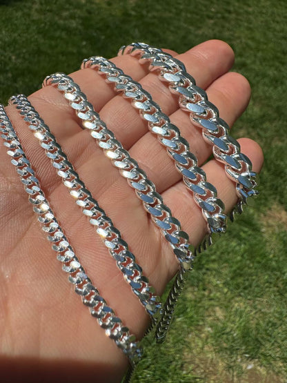 HarlemBling Miami Cuban Link Bracelet Lobster Clasp - 925 Sterling Silver - 6.5"-9" - 4mm-12mm