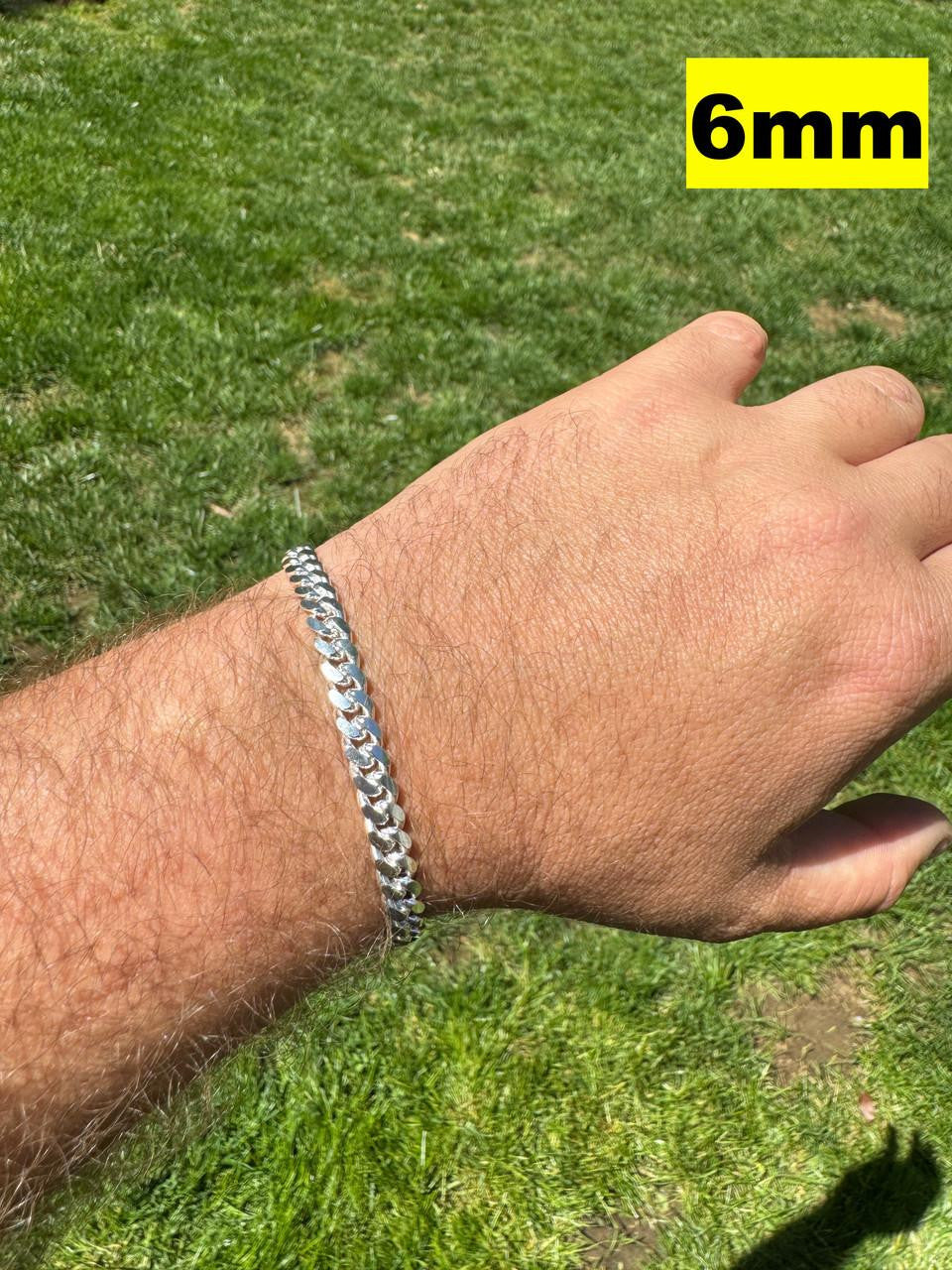 HarlemBling Miami Cuban Link Bracelet Lobster Clasp - 925 Sterling Silver - 6.5"-9" - 4mm-12mm