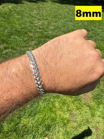 HarlemBling Miami Cuban Link Bracelet Lobster Clasp - 925 Sterling Silver - 6.5"-9" - 4mm-12mm