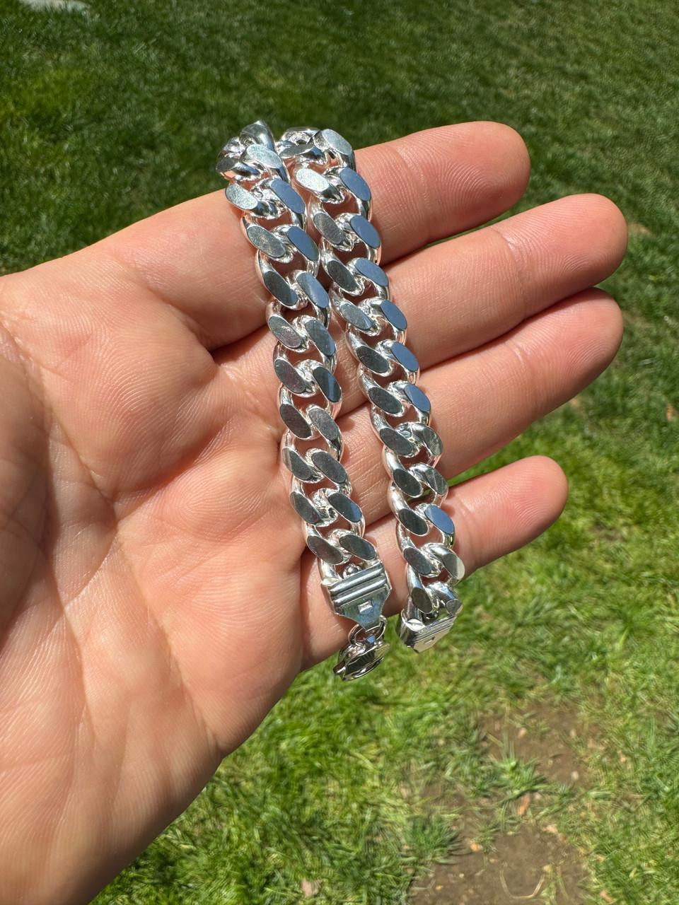 HarlemBling Miami Cuban Link Bracelet Lobster Clasp - 925 Sterling Silver - 6.5"-9" - 4mm-12mm