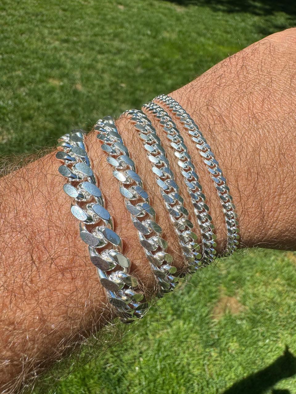 HarlemBling Miami Cuban Link Bracelet Lobster Clasp - 925 Sterling Silver - 6.5"-9" - 4mm-12mm