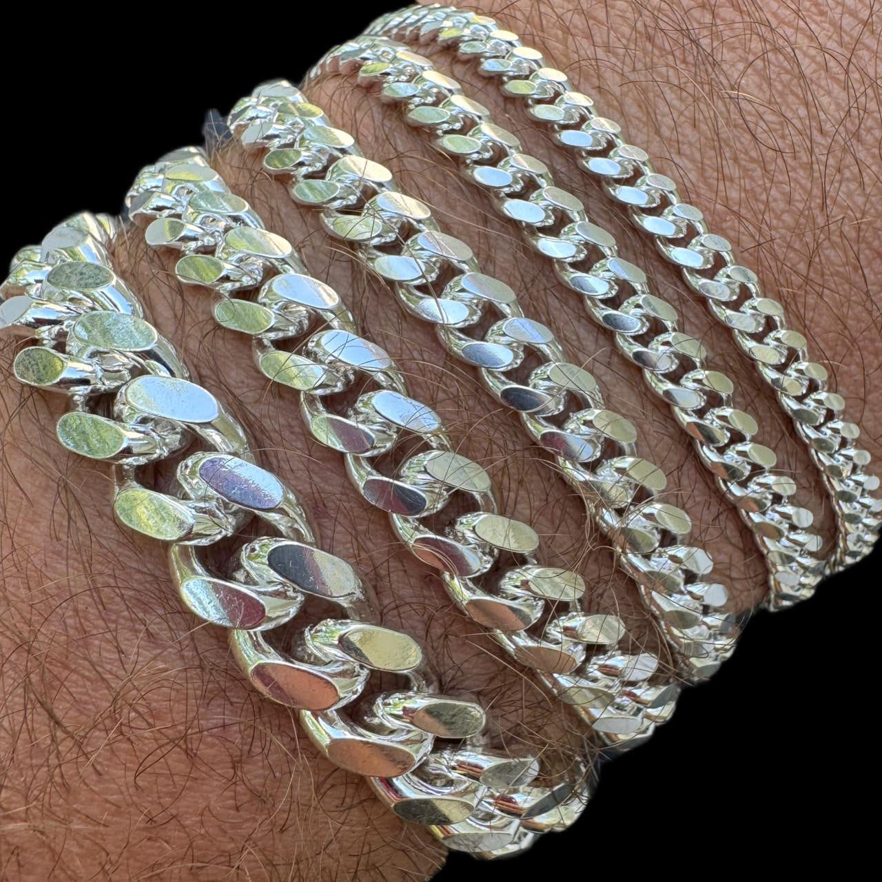 HarlemBling Miami Cuban Link Bracelet Lobster Clasp - 925 Sterling Silver - 6.5"-9" - 4mm-12mm