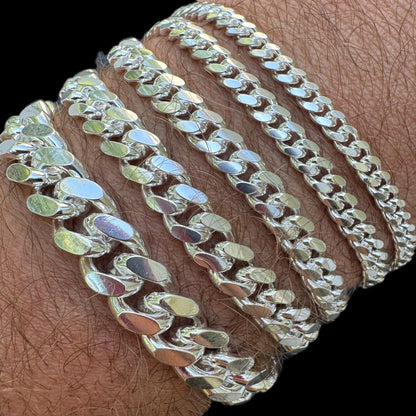 HarlemBling Miami Cuban Link Bracelet Lobster Clasp - 925 Sterling Silver - 6.5"-9" - 4mm-12mm