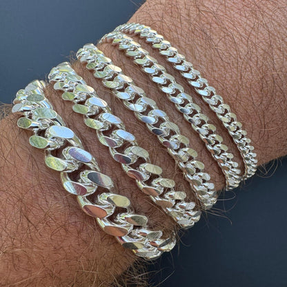 HarlemBling Miami Cuban Link Bracelet Lobster Clasp - 925 Sterling Silver - 6.5"-9" - 4mm-12mm