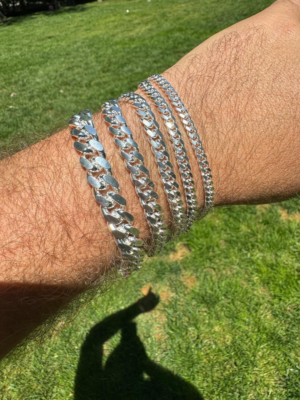 HarlemBling Miami Cuban Link Bracelet Lobster Clasp - 925 Sterling Silver - 6.5"-9" - 4mm-12mm