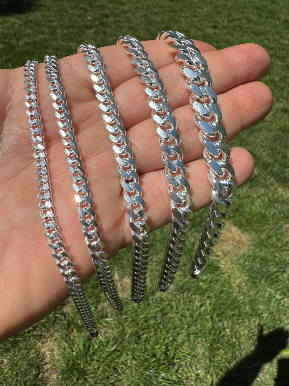 HarlemBling Miami Cuban Link Bracelet Lobster Clasp - 925 Sterling Silver - 6.5"-9" - 4mm-12mm