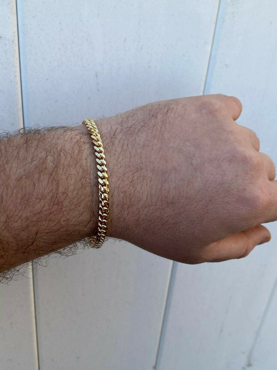 HarlemBling Miami Cuban Link Bracelet Solid 925 Sterling Silver 14k Gold Box Clasp 4-10mm