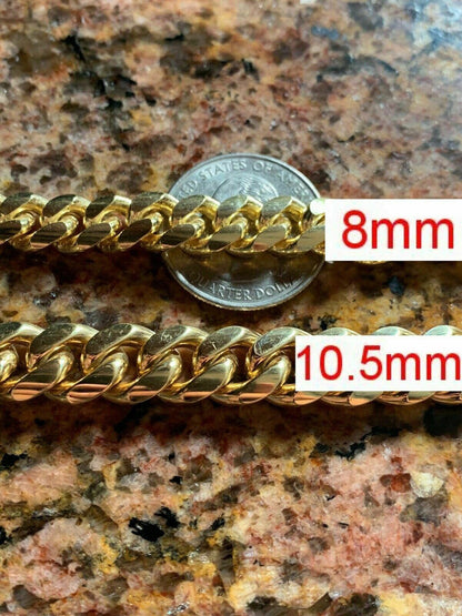 HarlemBling Miami Cuban Link Bracelet Solid 925 Sterling Silver 14k Gold Box Clasp 4-10mm