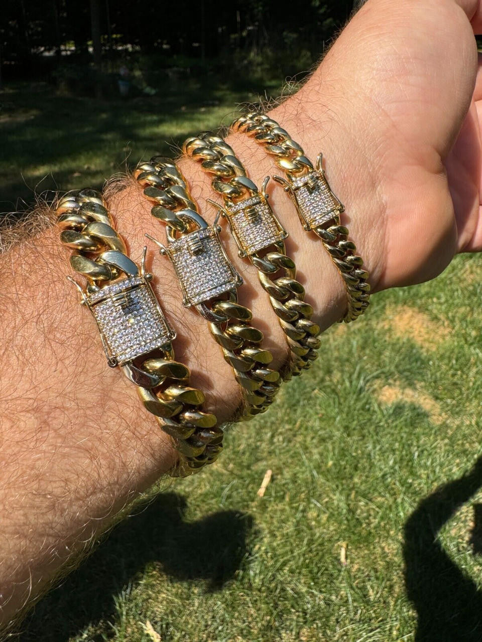 Miami Cuban Link Bracelet W. CZ Clasp - 14k Gold Plated Stainless