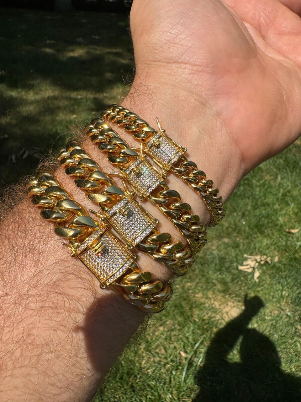 Miami Cuban Link Bracelet W. CZ Clasp - 14k Gold Plated Stainless
