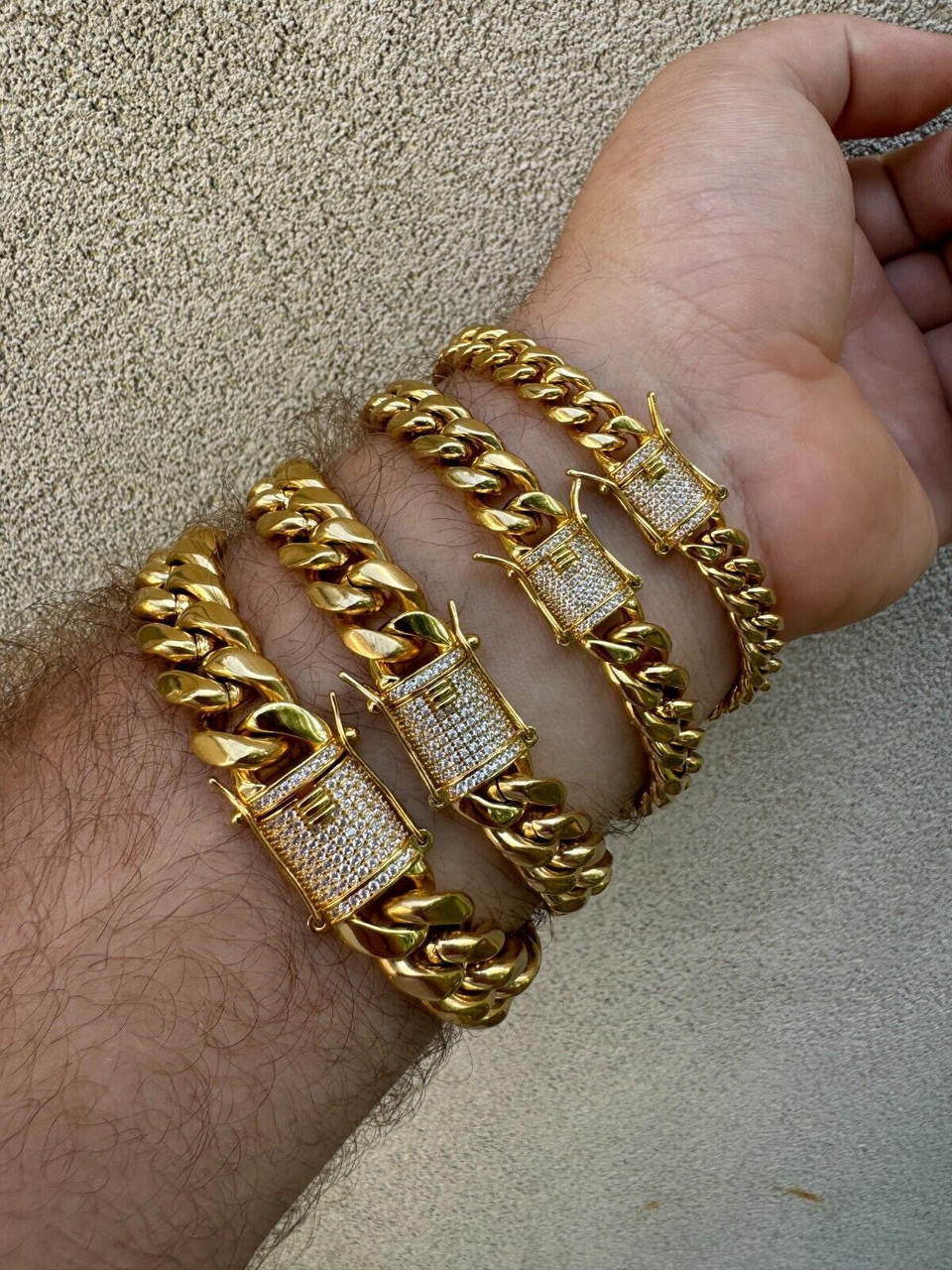 Real Miami Cuban Link Bracelet 1ct CZ Iced Clasp 18k Gold Plated