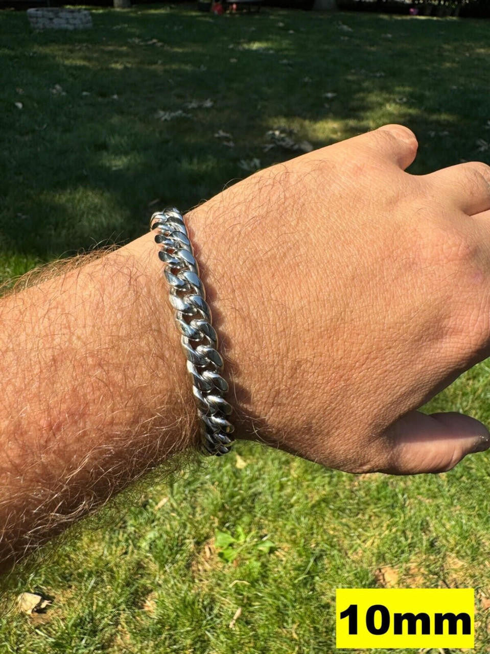 HarlemBling  Miami Cuban Link Bracelet W. CZ Clasp - Stainless Steel W. 925 Silver Clasp - 6"-10" - 8mm-14mm