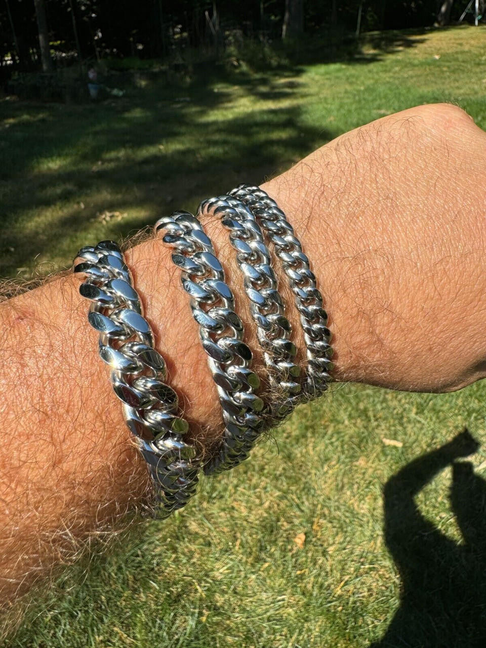 HarlemBling  Miami Cuban Link Bracelet W. CZ Clasp - Stainless Steel W. 925 Silver Clasp - 6"-10" - 8mm-14mm