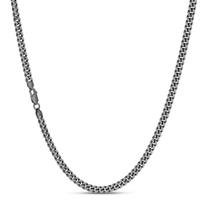 HarlemBling Miami Cuban Link Chain Necklace - Black Rhodium Over 925 Sterling Silver - 16"-30" - 5mm