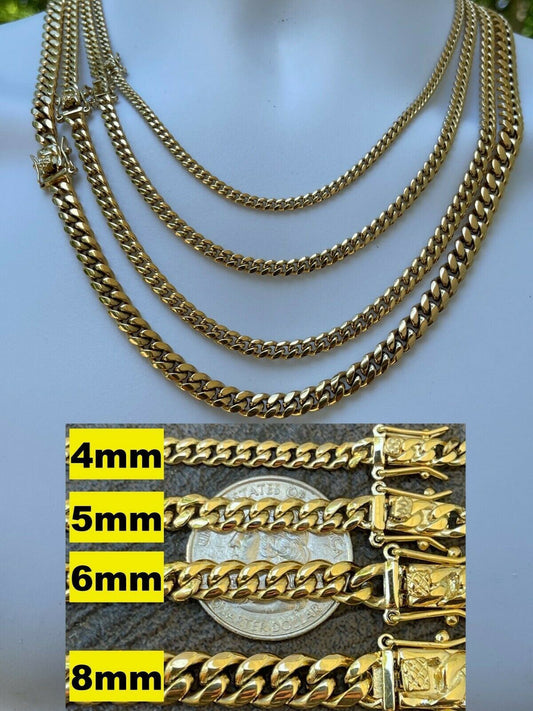 HarlemBling Miami Cuban Link Chain Necklace / Bracelet 14k Gold Finish Mens Ladies Box Lock