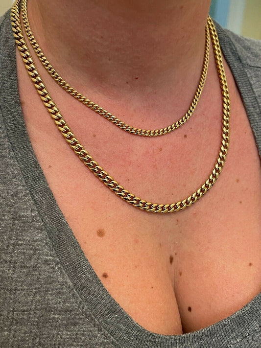 HarlemBling Miami Cuban Link Chain Necklace / Bracelet 14k Gold Finish Mens Ladies Box Lock