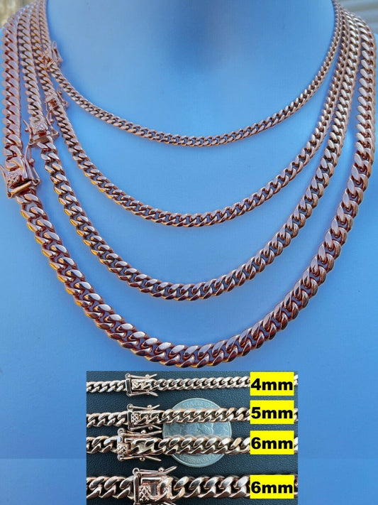 HarlemBling Miami Cuban Link Chain Necklace / Bracelet Rose Gold Finish Mens Ladies Box Lock