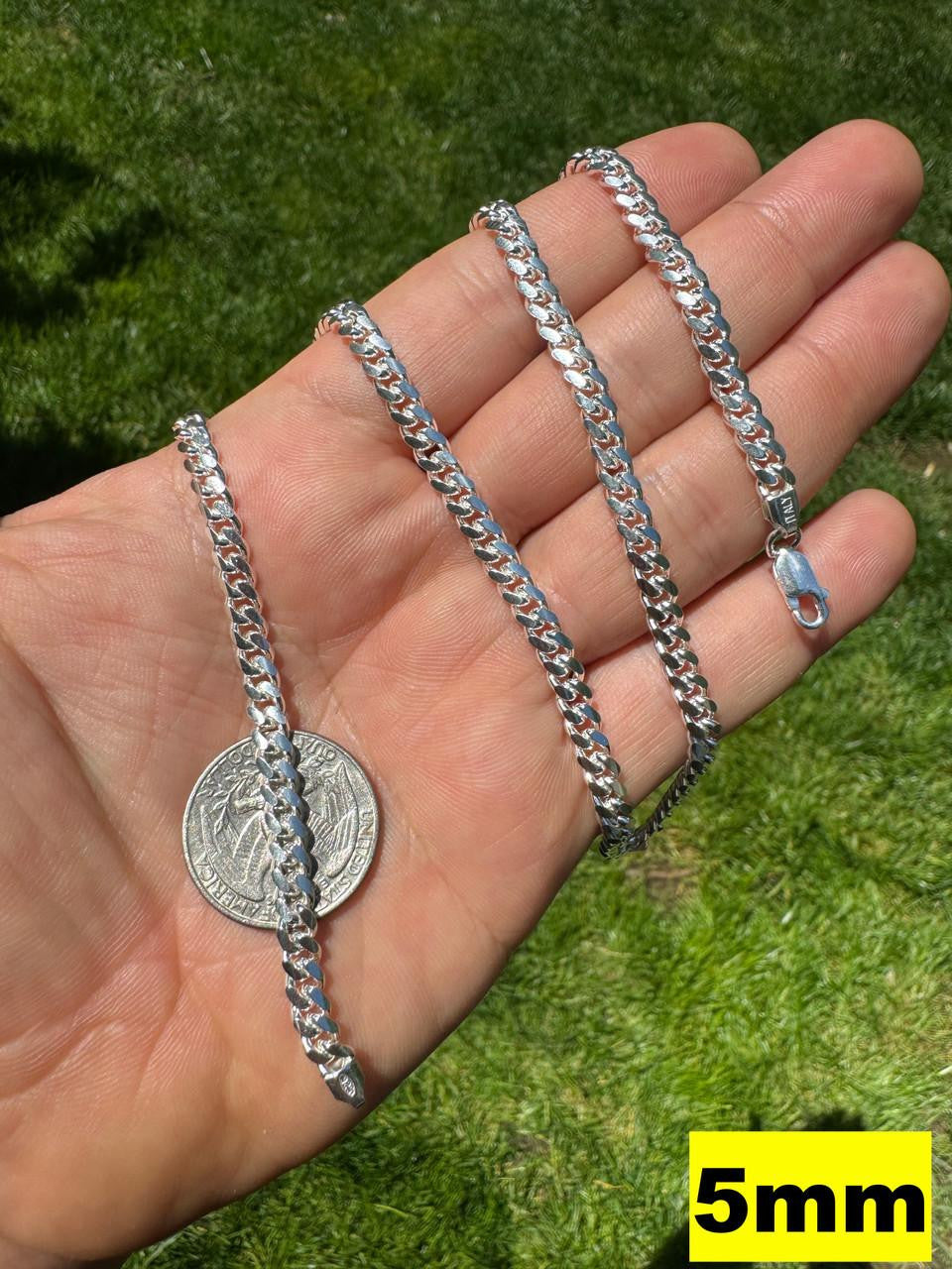 Miami Cuban Link Silver Chain Necklace - 925 Sterling Silver