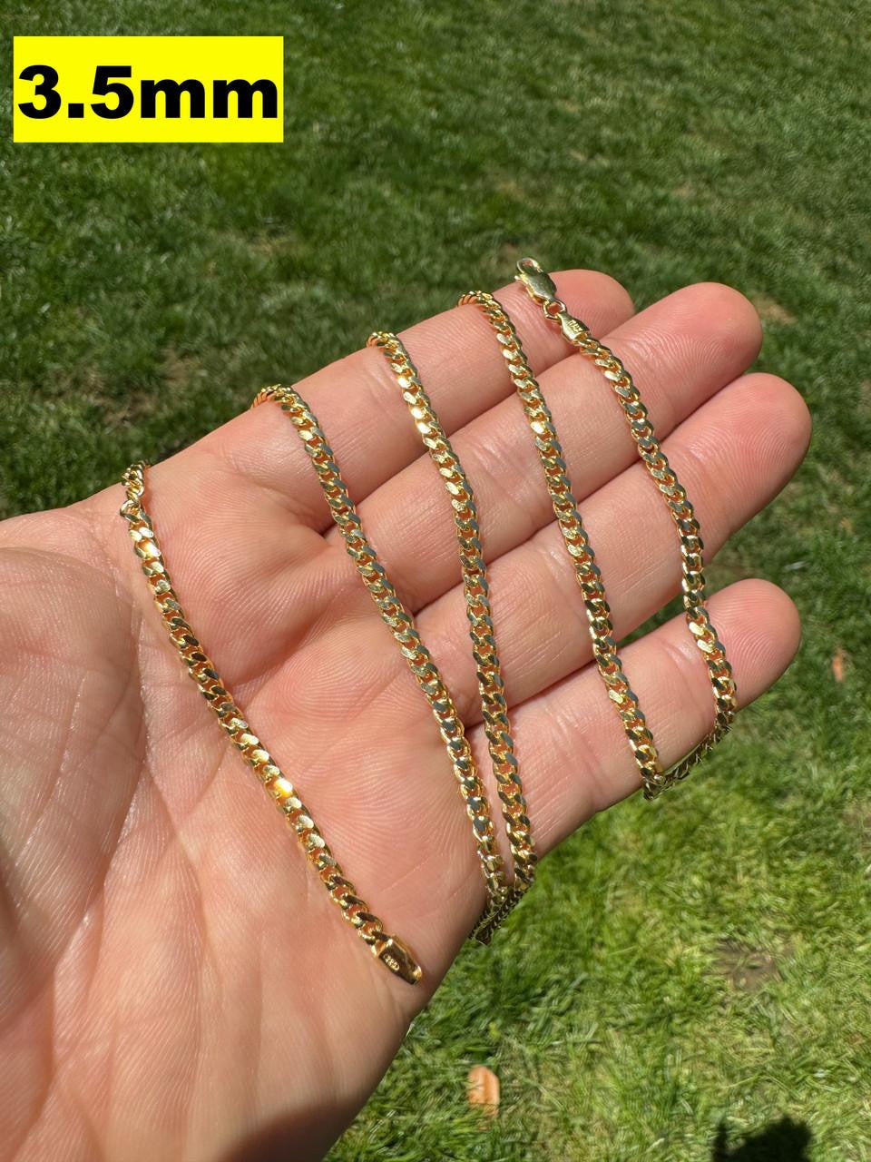 HarlemBling Miami Cuban Link Chain Necklace Lobster Clasp - Yellow Gold Vermeil 925 Sterling Silver - 16"-30" - 2mm-12mm