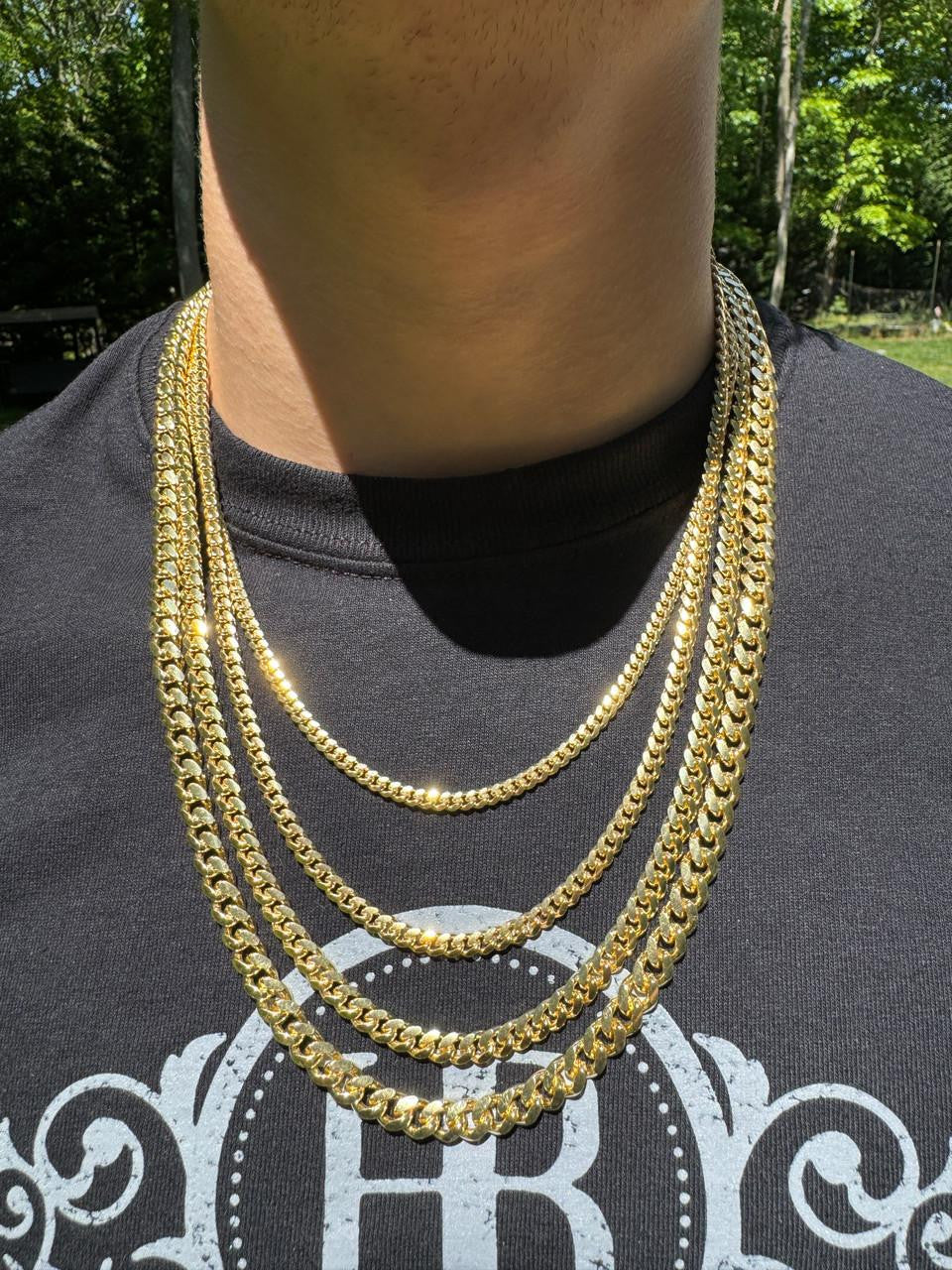 HarlemBling Miami Cuban Link Chain Necklace Lobster Clasp - Yellow Gold Vermeil 925 Sterling Silver - 16"-30" - 2mm-12mm