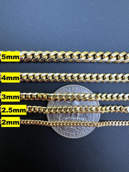HarlemBling Miami Cuban Link Chain Necklace Lobster Clasp - Yellow Gold Vermeil 925 Sterling Silver - 16"-30" - 2mm-12mm