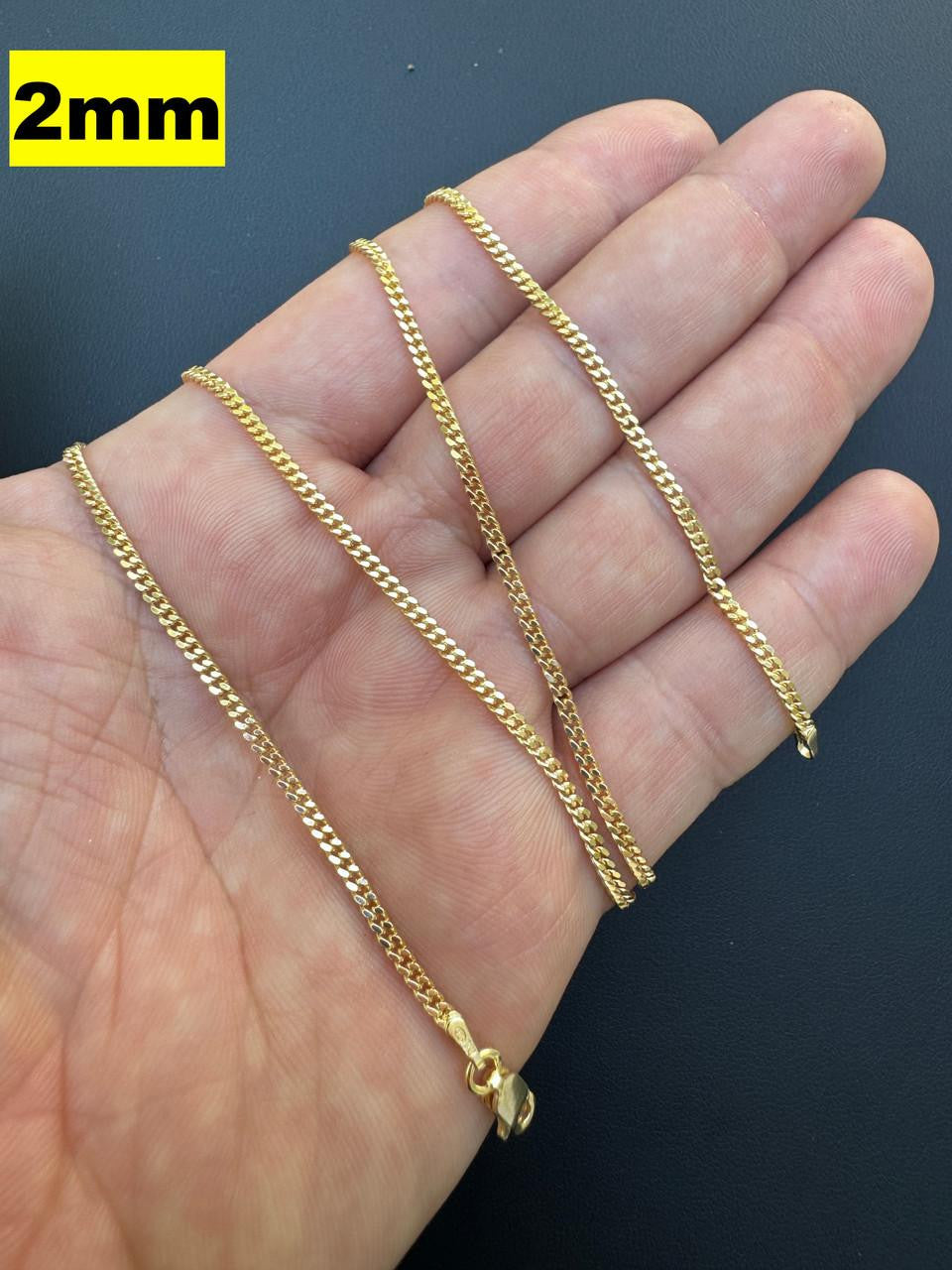 HarlemBling Miami Cuban Link Chain Necklace Lobster Clasp - Yellow Gold Vermeil 925 Sterling Silver - 16"-30" - 2mm-12mm