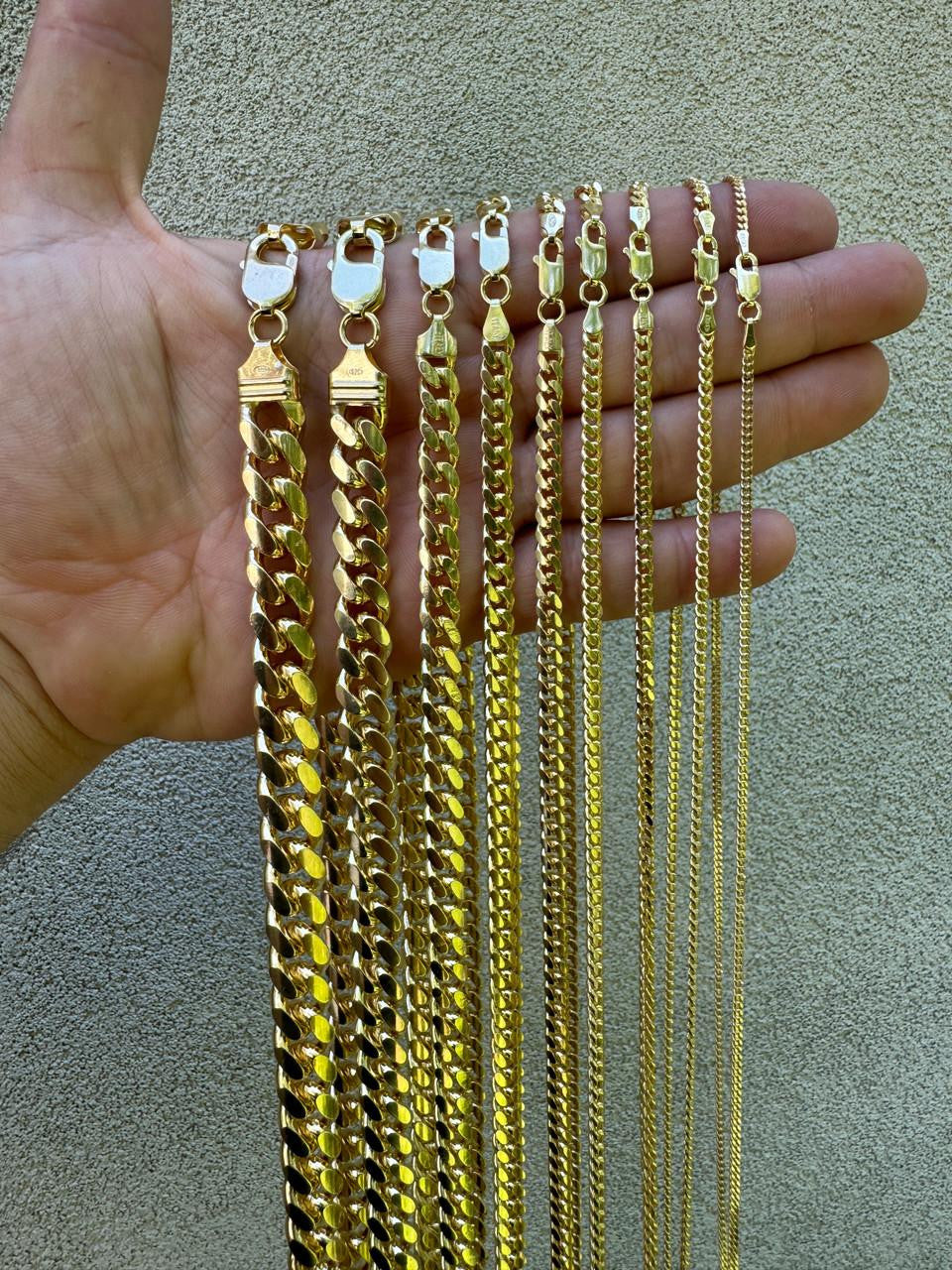 HarlemBling Miami Cuban Link Chain Necklace Lobster Clasp - Yellow Gold Vermeil 925 Sterling Silver - 16"-30" - 2mm-12mm