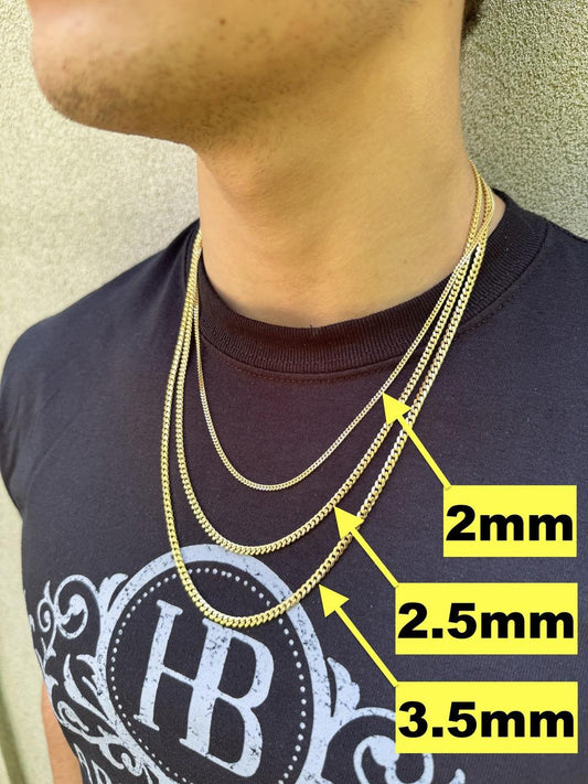 HarlemBling Miami Cuban Link Chain Necklace Lobster Clasp - Yellow Gold Vermeil 925 Sterling Silver - 16"-30" - 2mm-12mm