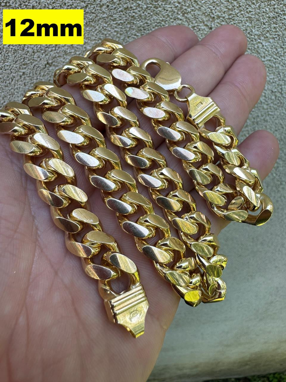 HarlemBling Miami Cuban Link Chain Necklace Lobster Clasp - Yellow Gold Vermeil 925 Sterling Silver - 16"-30" - 2mm-12mm