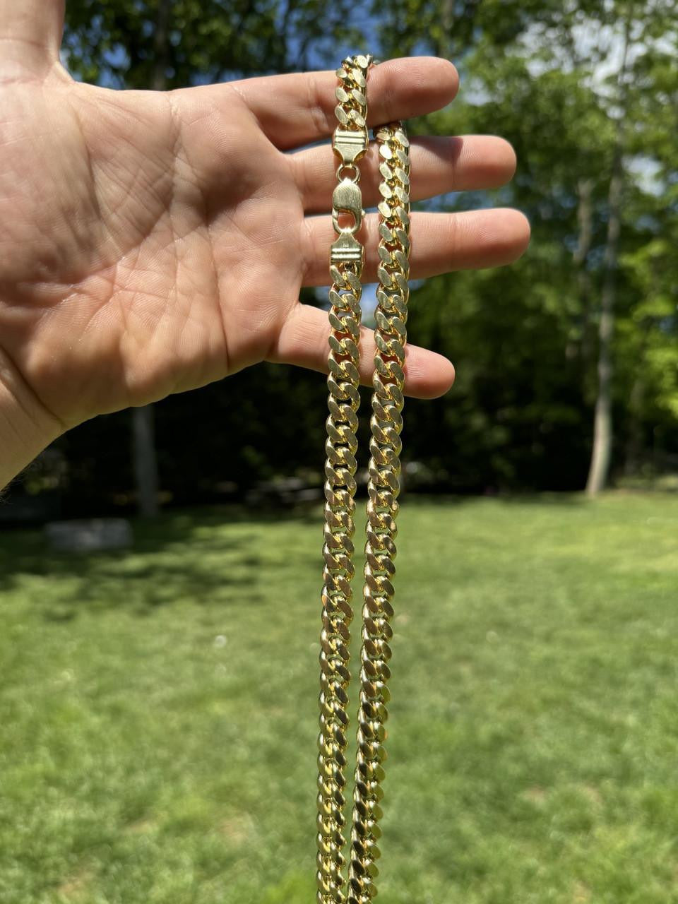 HarlemBling Miami Cuban Link Chain Necklace Lobster Clasp - Yellow Gold Vermeil 925 Sterling Silver - 16"-30" - 2mm-12mm