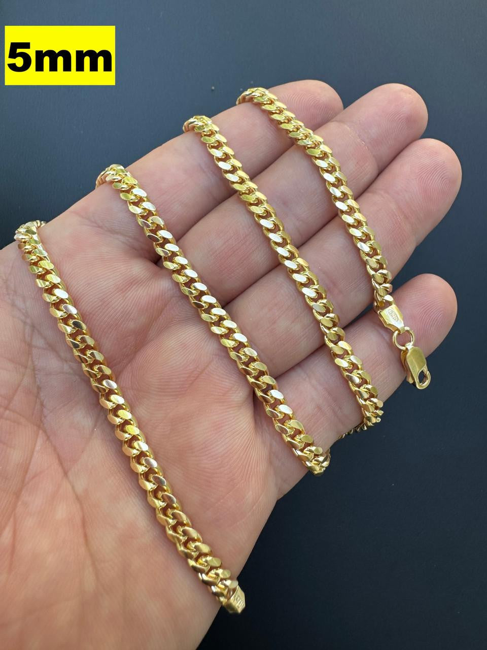 HarlemBling Miami Cuban Link Chain Necklace Lobster Clasp - Yellow Gold Vermeil 925 Sterling Silver - 16"-30" - 2mm-12mm