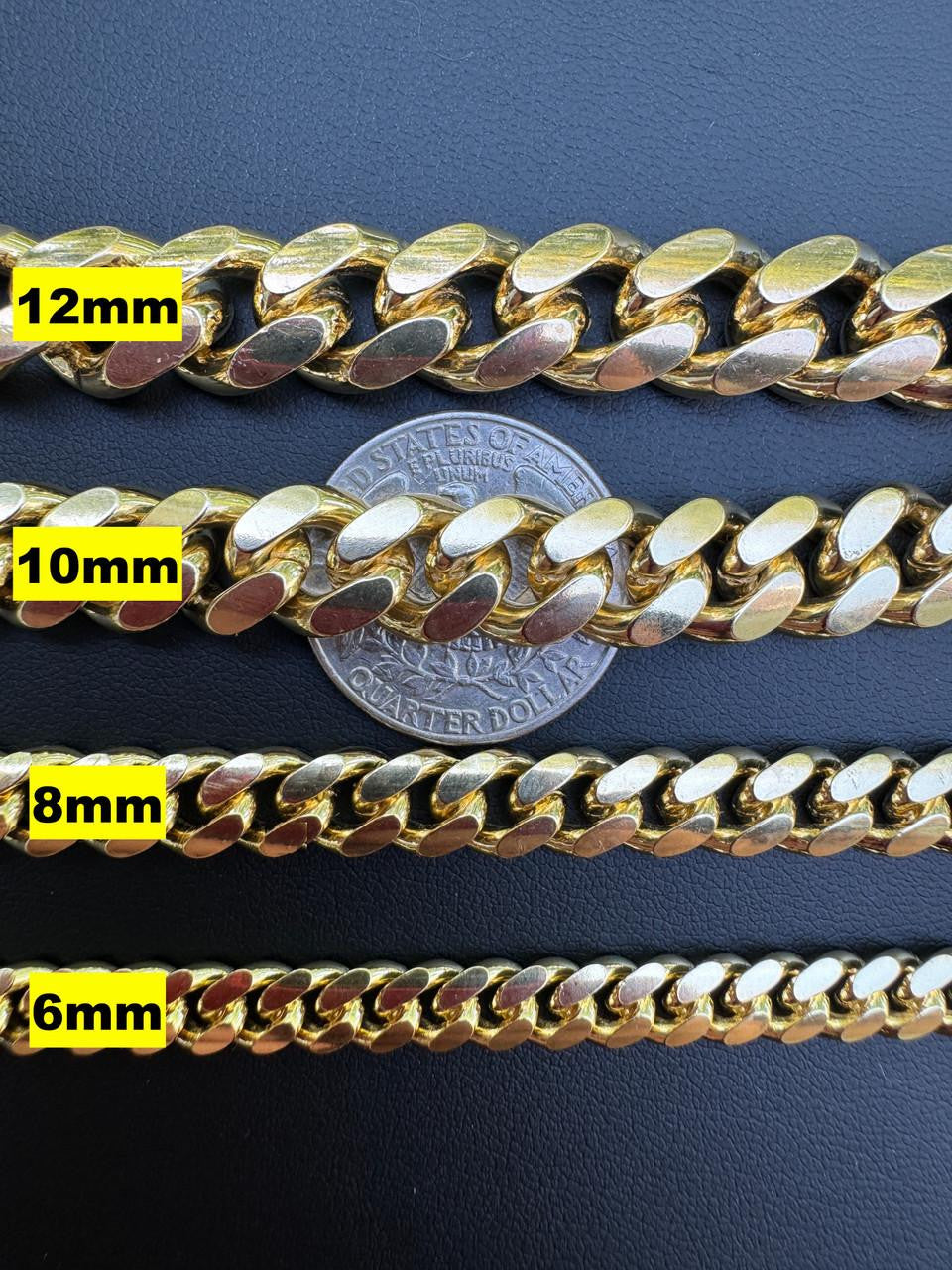 HarlemBling Miami Cuban Link Chain Necklace Lobster Clasp - Yellow Gold Vermeil 925 Sterling Silver - 16"-30" - 2mm-12mm