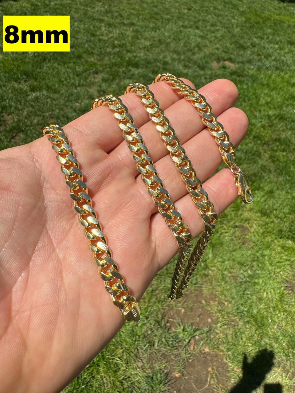 HarlemBling Miami Cuban Link Chain Necklace Lobster Clasp - Yellow Gold Vermeil 925 Sterling Silver - 16"-30" - 2mm-12mm